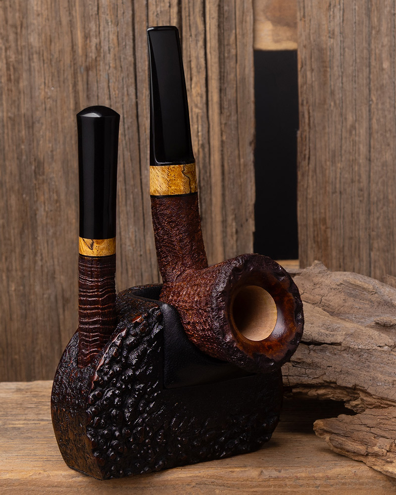 Ryan Alden Sandblasted Bent Dublin with Spalted Pecan