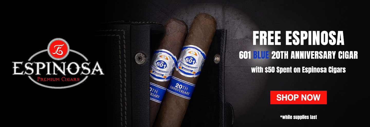 Free Espinosa 601 Blue 20th Anniversary Cigar with $50 Spent on Espinosa Cigars