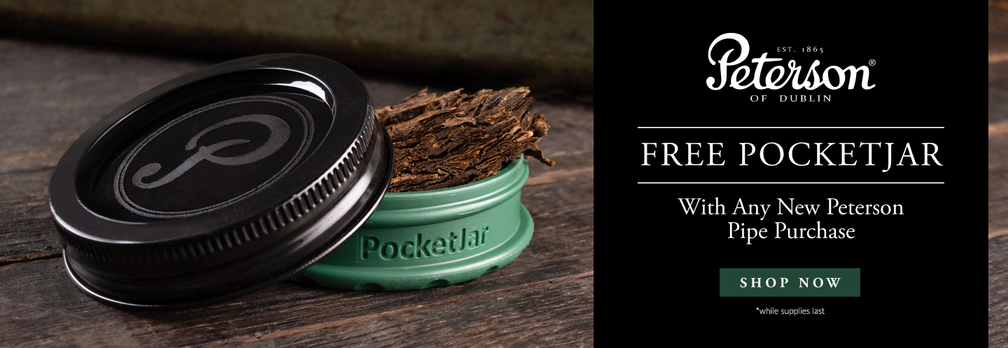 Free Peterson PocketJar with the Purchase of Any New Peterson Pipe
